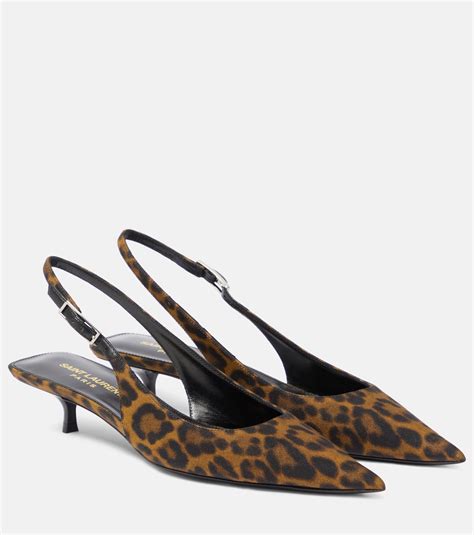 ysl leopard print shoe|Saint Laurent Cherish Leopard Slingback Pumps.